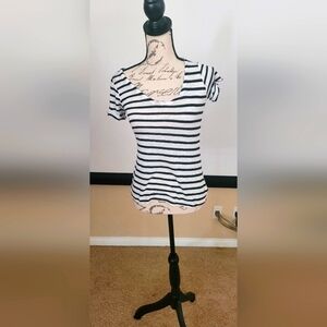 Splendid  Black and White Fitted Short Sleeve Tee